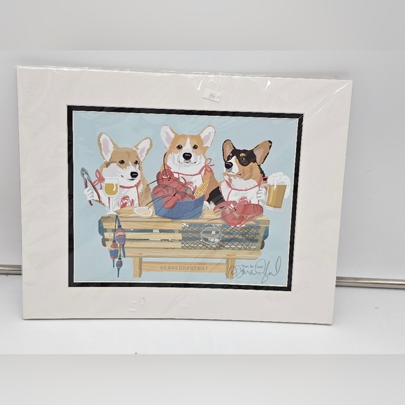 Sarah England Signed Corgi Kennebunkport Print w/ matte - Picture 1 of 4